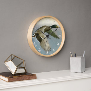 Wild Duck In Flight Clock