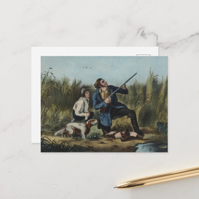 Wild Duck Shooting by Nathaniel Currier Postcard (Front/Back In Situ)