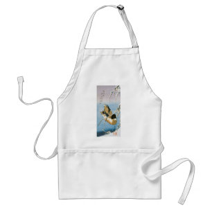 Wild Duck Swimming Snow Laden Reeds by Hiroshige Standard Apron