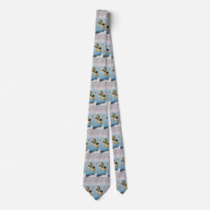 Wild Duck Swimming Snow Laden Reeds by Hiroshige Tie