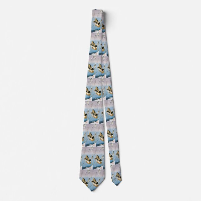 Wild Duck Swimming Snow Laden Reeds by Hiroshige Tie (Front)