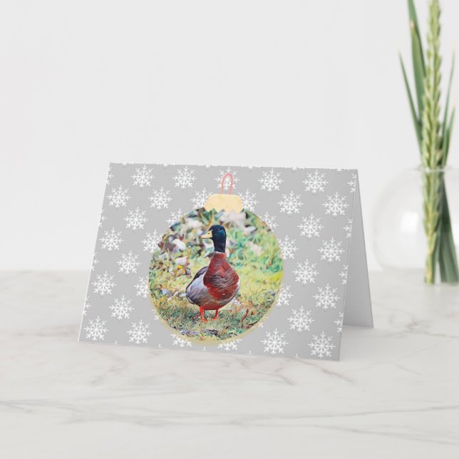 Wild Duck Vintage Style Ornament Christmas Card (Front)