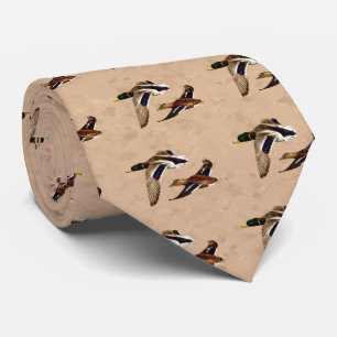 Wild Ducks Flying Tan Tie