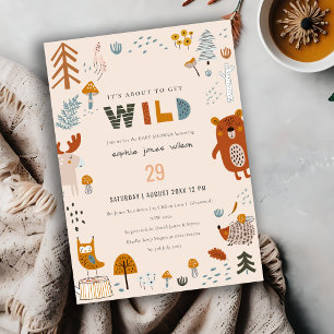 Wild Dusky Blush Woodland Animals Baby Shower Invitation