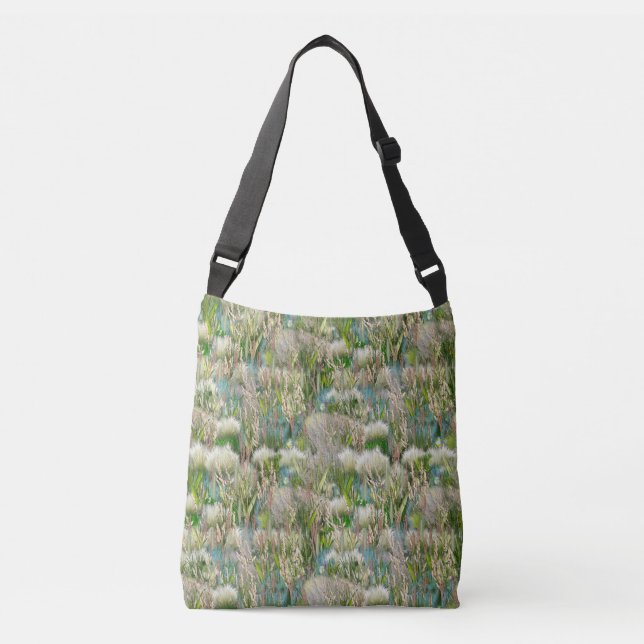 Wild Eco-friendly Native Grasses in Spring  Crossbody Bag (Front)