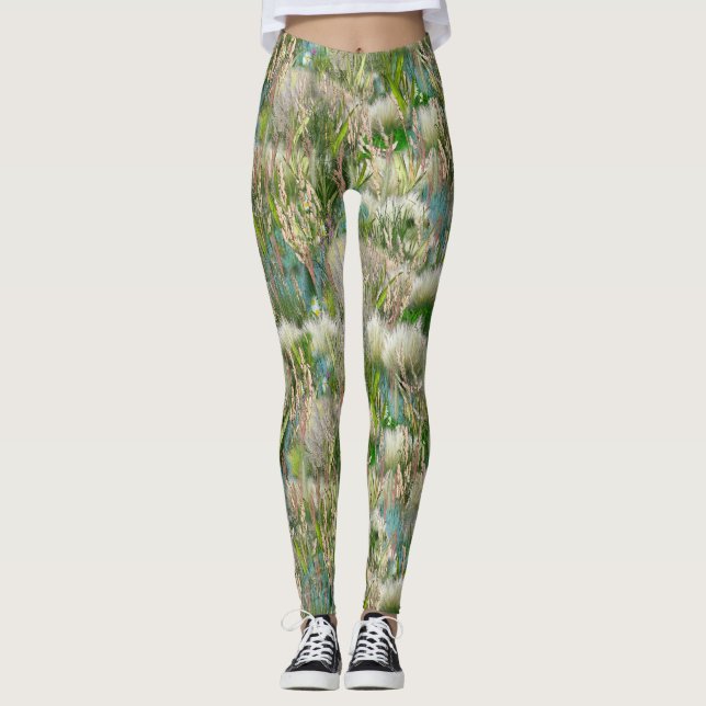 Wild Eco-friendly Native Grasses in Spring  Leggings (Front)
