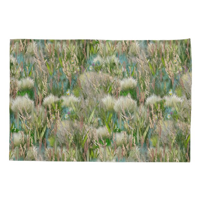 Wild Eco-friendly Native Grasses in Spring  Pillowcase (Back)