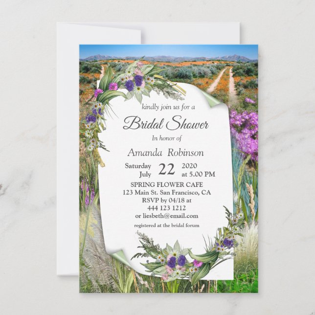Wild Eco-friendly Spring Flowers Invitation (Front)
