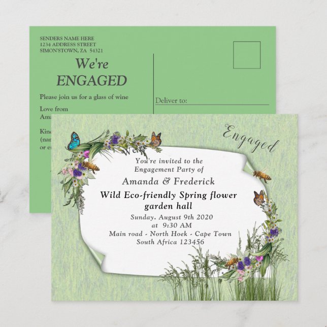 Wild Eco-friendly Spring Flowers Invitation Postcard (Front/Back)