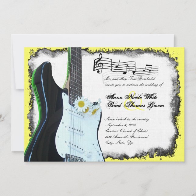 Wild Electric Guitar Lime Music Wedding Invitation (Front)