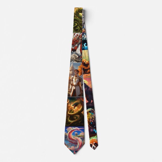 "Wild Elegance: Animal Print Silk Tie - Embrace Na (Front)