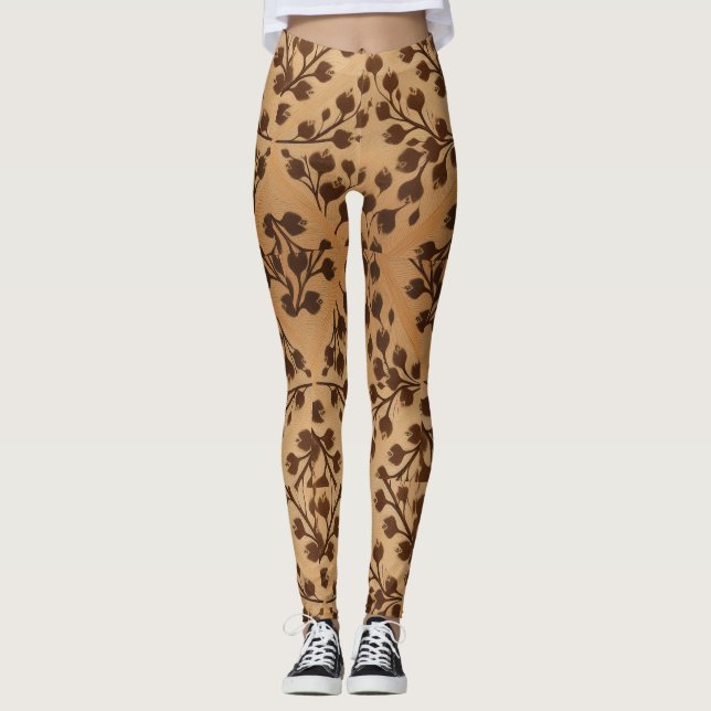 Wild Elegance: Brown Animal Print Leggings (Front)