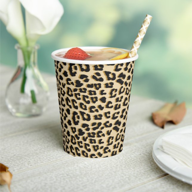 Wild Elegance Leopard Print Paper Cups (Insitu)