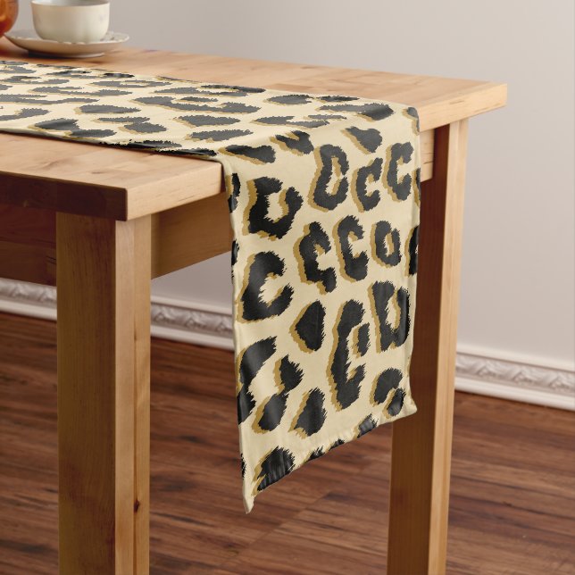 Wild Elegance Leopard Print Short Table Runner (In Situ)