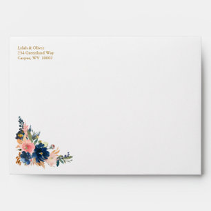 Wild Elegance   Navy Blush & Gold Wedding  Envelope