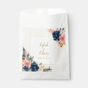 Wild Elegance Navy Blush & Gold Wedding Favour Bags