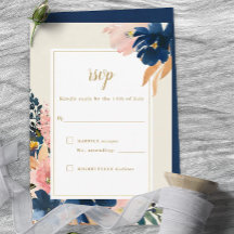 Wild Elegance | Navy Blush & Gold Wedding RSVP Car