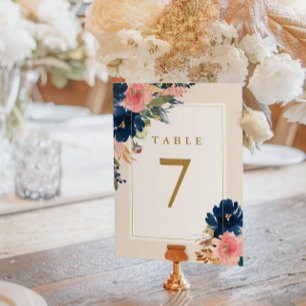 Wild Elegance   Navy Blush & Gold Wedding Table Nu Number