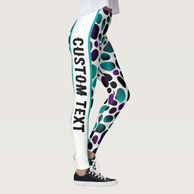 Wild Elegance Teal, Purple, and Black Animal Print Leggings (Right)