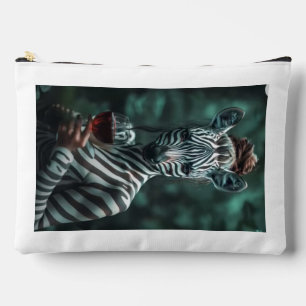 "Wild Elegance – Zebra Woman Cosmetic Bag" Accessory Pouch