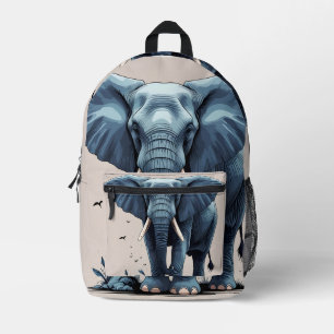 Wild Elephant Backpack, Animal Print School Travel Printed Backpack