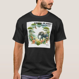 Wild Elephant in Nature Printed - Animal Art T-Shirt
