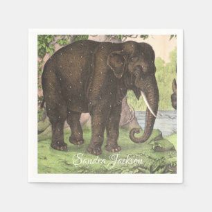 Wild Elephant Print Gender neutral Baby Shower Napkin