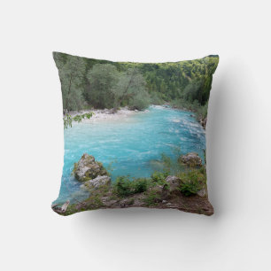 Wild Emerald Soca River Nature Photography Cushion