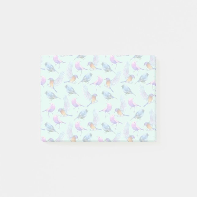 Wild Exotic Birds Watercolor Pattern Post-it Notes (Front)