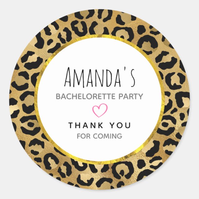 Wild & Exotic Leopard Print Pattern Bachelorette Classic Round Sticker (Front)