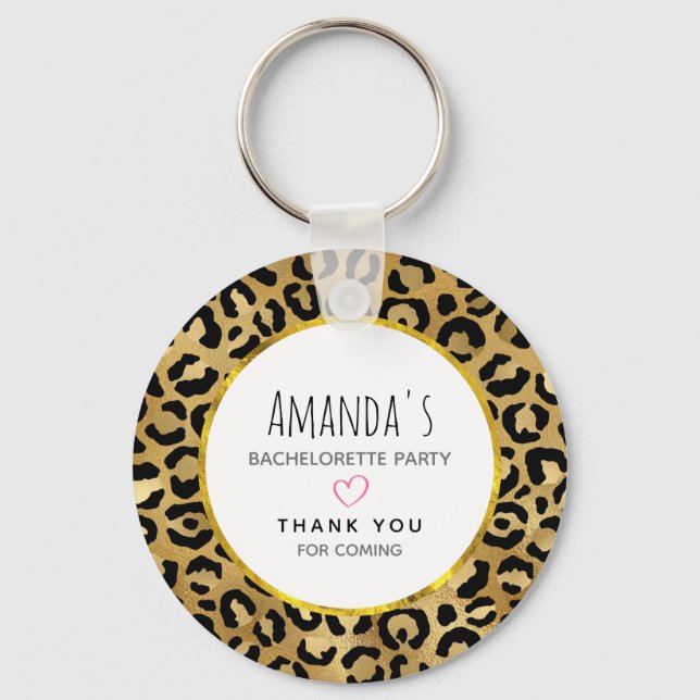 Wild & Exotic Leopard Print Pattern Bachelorette Key Ring (Front)