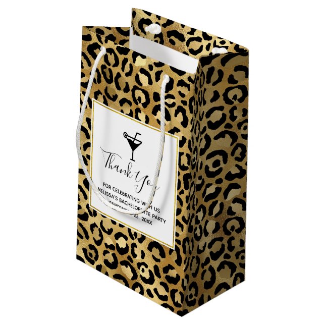 Wild & Exotic Leopard Print Pattern Bachelorette Small Gift Bag (Back Angled)