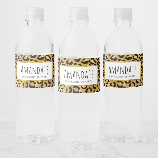 Wild & Exotic Leopard Print Pattern Bachelorette Water Bottle Label (Bottles)