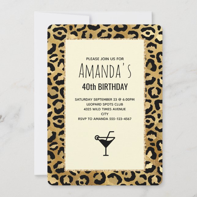 Wild & Exotic Leopard Print Pattern Birthday Invitation (Front)
