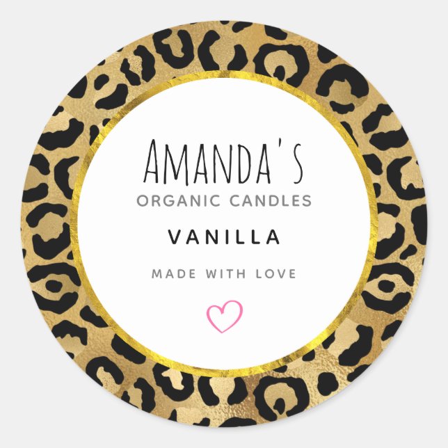 Wild & Exotic Leopard Print Pattern Candle Soap Cl Classic Round Sticker (Front)
