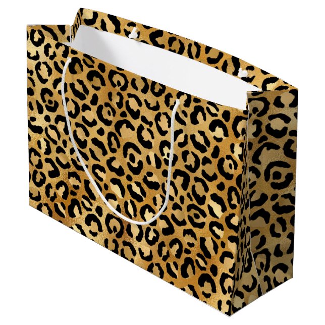 Wild & Exotic Leopard Print Pattern  Large Gift Bag (Back Angled)