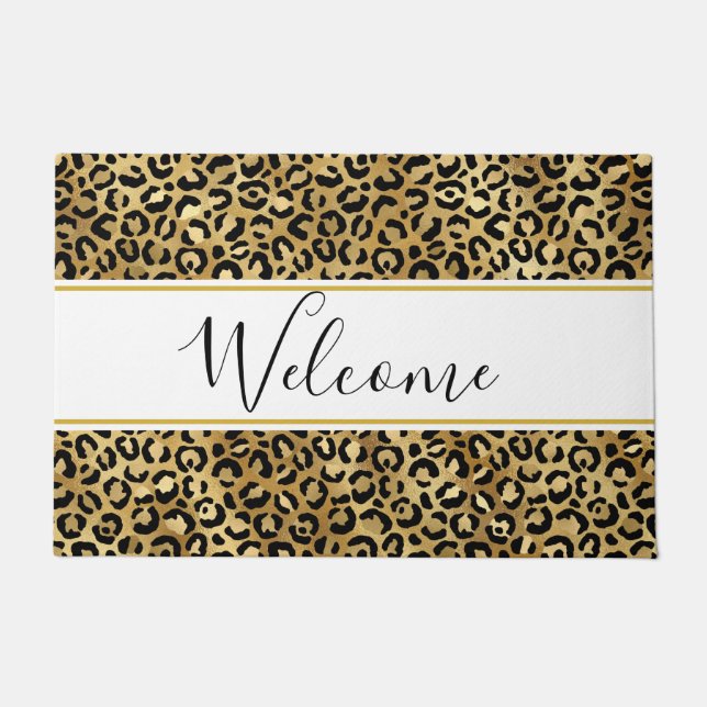 Wild & Exotic Leopard Print Pattern Welcome Doormat (Front)