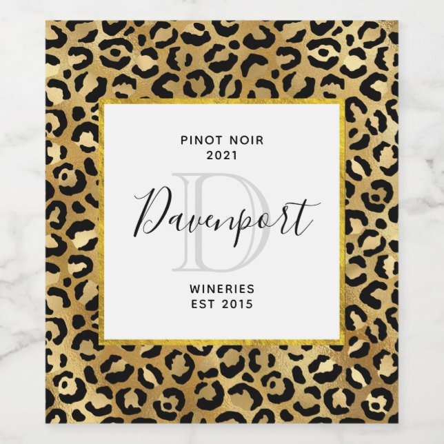 Wild & Exotic Leopard Print Pattern Wine making Label (Single Label)