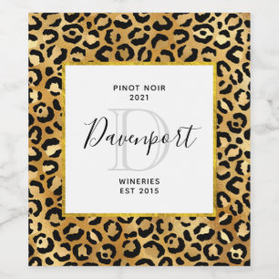 Wild & Exotic Leopard Print Pattern Wine making Wine Label