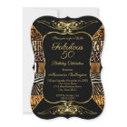 Wild Fabulous 50 Birthday Party Black Gold Animal