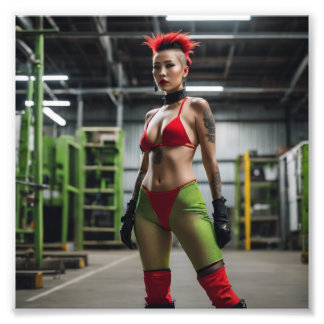Wild Factory Punk Oriental Babe in Spandex Photo Print