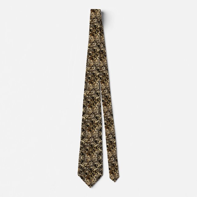 Wild Faux Fur Leopard Style Camo Print Tie (Front)