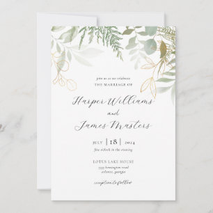 Wild Fern Greenery Wedding Invitation