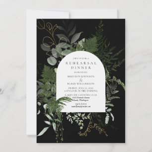 Wild Fern Greenery Wedding Rehearsal Dinner Invitation
