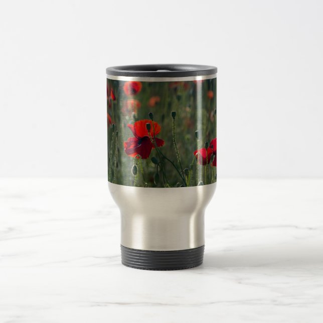 Wild Field of Poppies Travel Mug (Center)