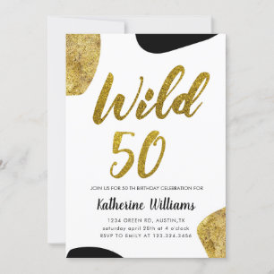 Wild Fifty Gold Animal Pattern Party Invitation