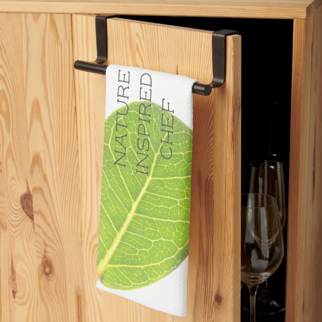 Wild Fig Leaf Minimalism Nature Inspired Chef  Tea Towel (Thirds Fold)