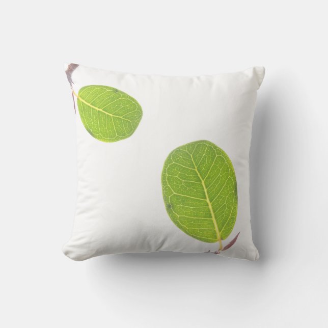 Wild Fig Rich Green Leaf Cushion Throw Pillow (Front)