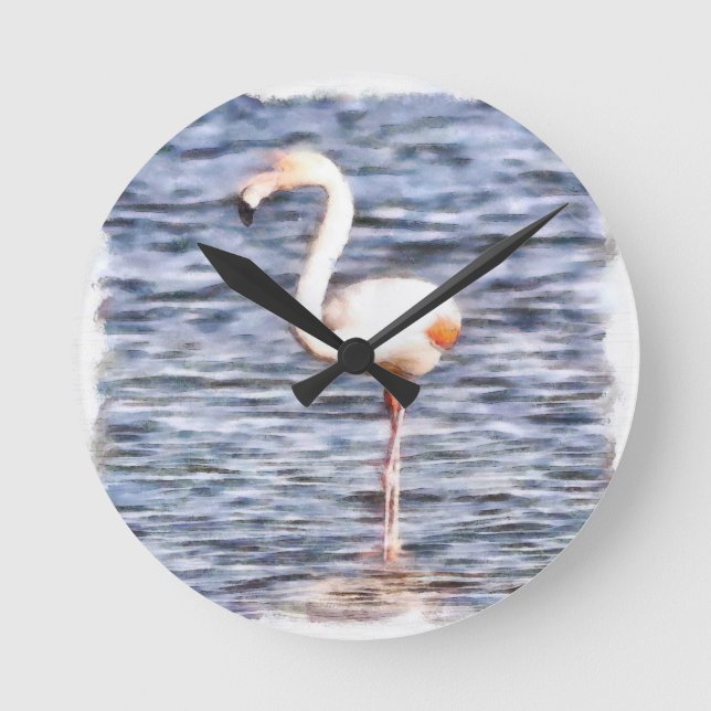 Wild Flamingo Round Clock (Front)