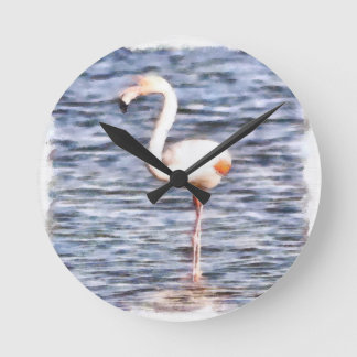 Wild Flamingo Round Clock